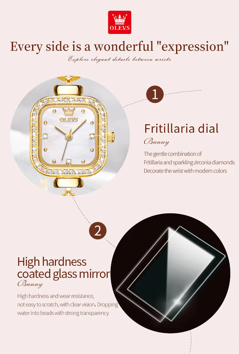 Qyra Gems OLEVS 9987 Women's Square Dial Watch