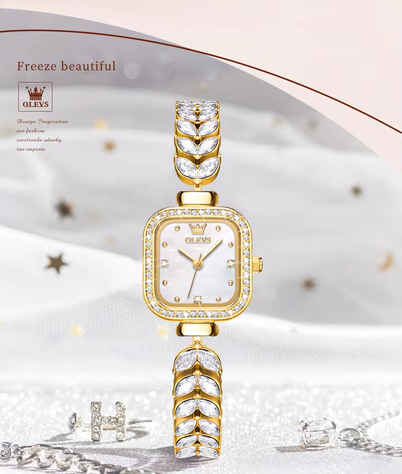 Qyra Gems OLEVS 9987 Women's Square Dial Watch
