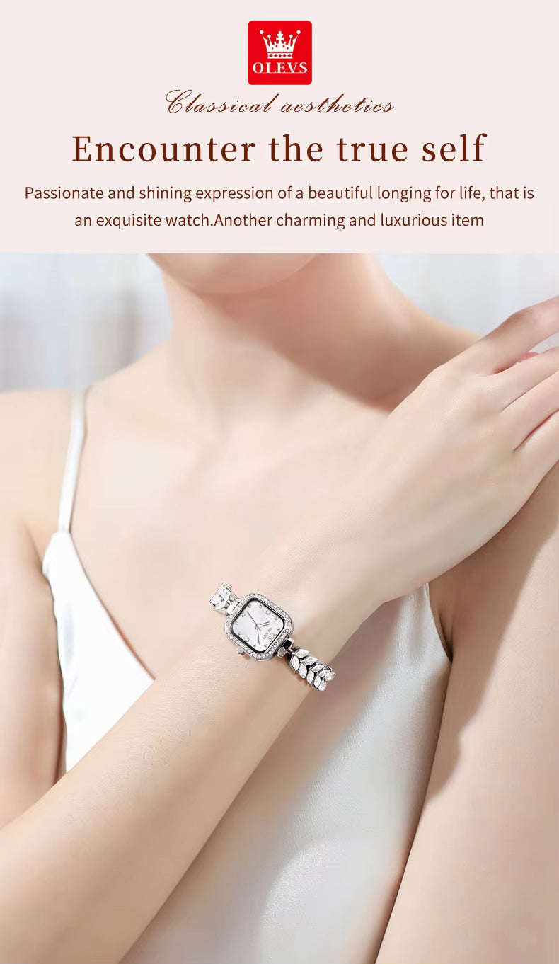 Qyra Gems OLEVS 9987 Women's Square Dial Watch